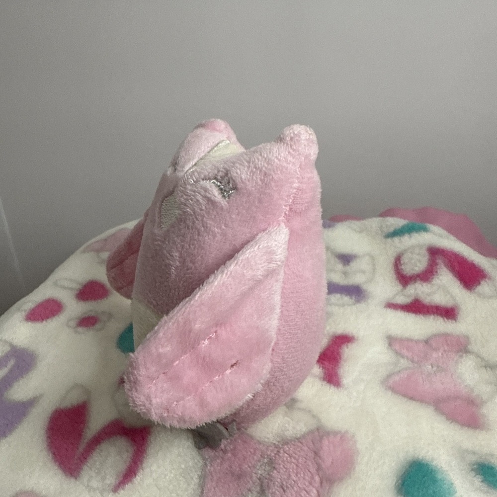 Lightning Bug Pink White Teal Owl Fox Security Blanket Satin Back Baby Lovey 13" - Picture 5 of 10
